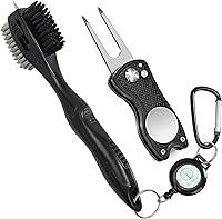 Vista 16 de Mile High Life Cepillo para palos de golf, limpiador de ranuras con cable de extensión retráctil de 2 pies y mosquetón de aluminio, accesorios