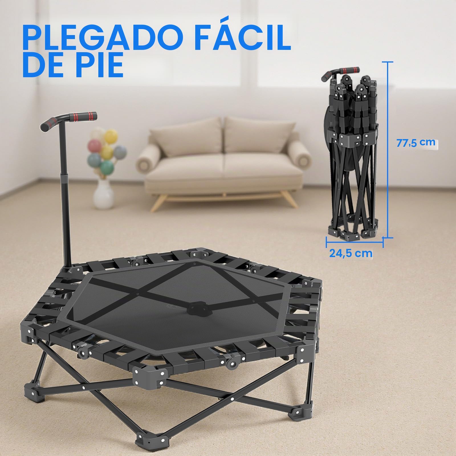 Mini Trampolín Plegable, Cama Elástica Fitness de Interior 106 cm
