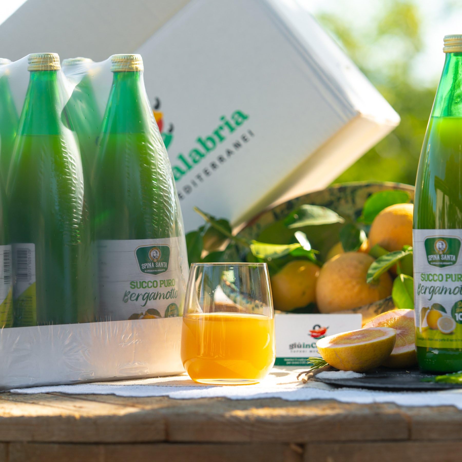 6 Bouteilles Jus de Bergamote Pur 100% - 1L Spina Santa: Goût et Bien-être de Calabre