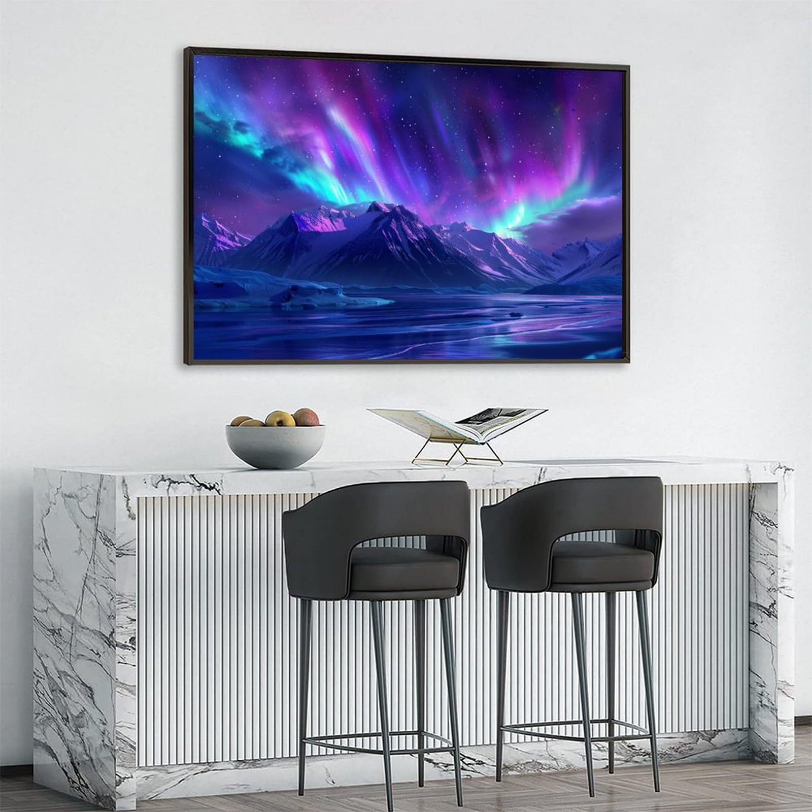 Amazon.co.jp: 絵画 氷河、雪山、オーロラの星空 アートパネル