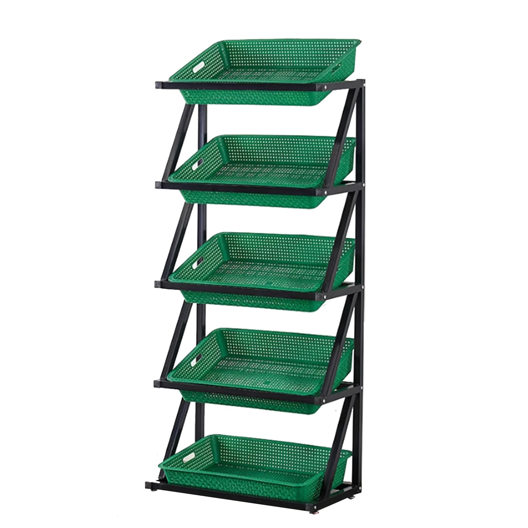SaryEdge Versatile Retail Display Rack - Supermarket Shelf Organizer with Detachable Storage Box for Kitchen Pantry, Fruits, Onions, Potatoes, Chips - Black, 65x35x,Green-65 * 35 * 140cm
