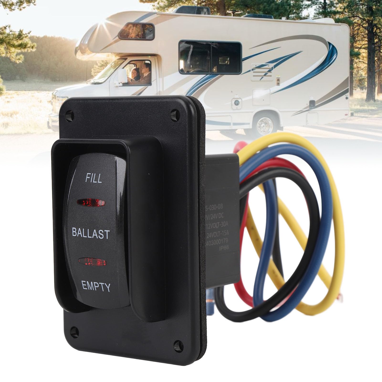 RV-Umpolungsschalter, 12 V, 30 A, 24 V, 15 A, Wasserdichter IP68-Schalter, Hochwertiges ABS-Material, Benutzerfreundliches Design, stoß- und Feuerbeständig, Langlebig, Geeignet