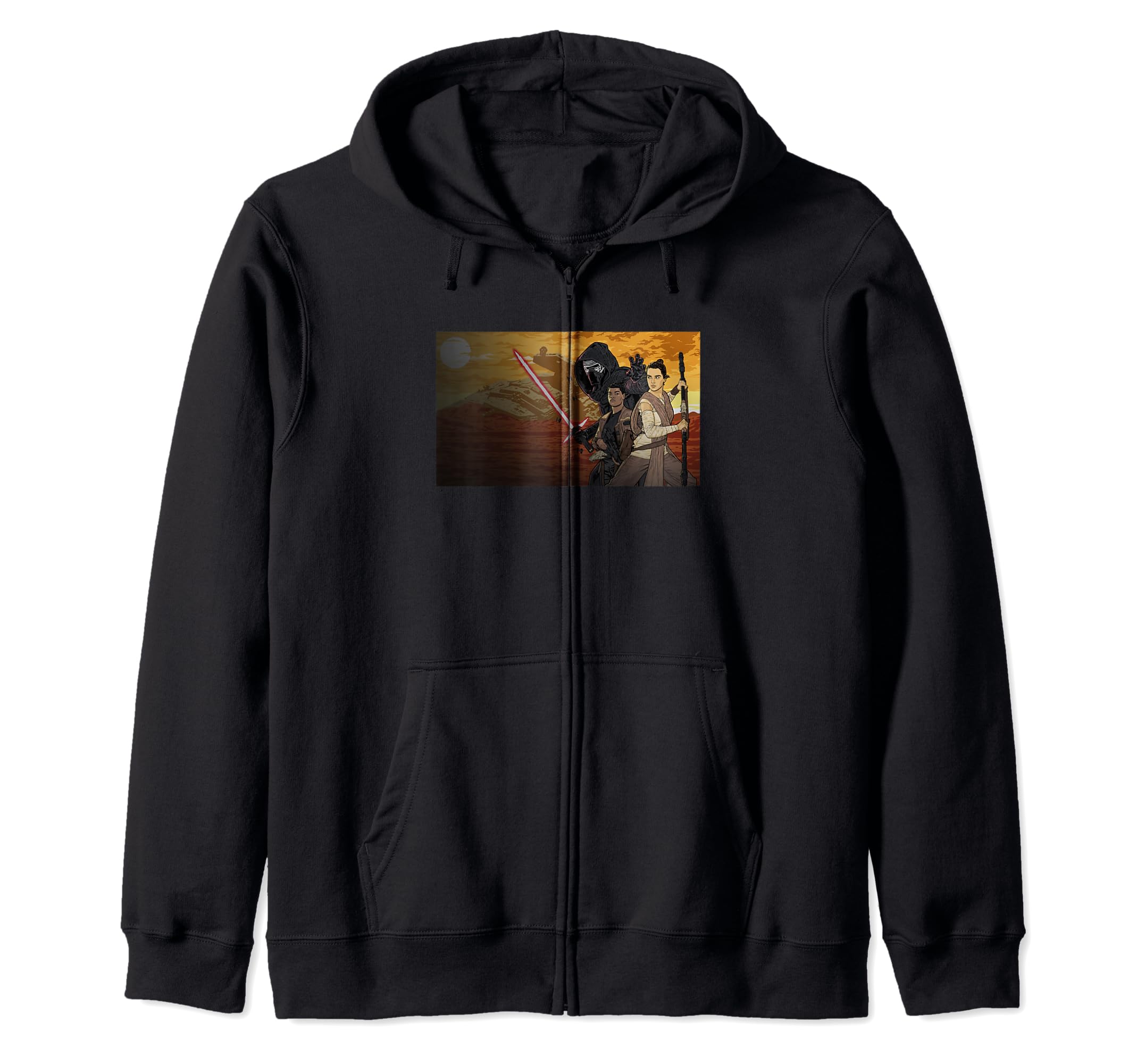 Star Wars: The Force Awakens Exclusive Illustrated Group Zip Hoodie, Black
