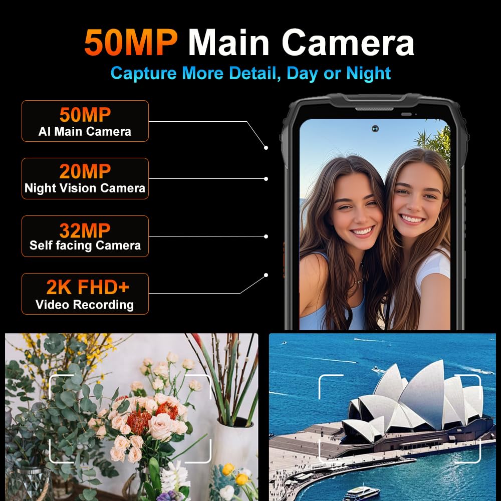 Blackview 5G Téléphone Portable Incassable, 24Go+256Go/2To Telephone AI Android 15, 6.78" FHD+, 50MP AI Caméra, 7500mAh Smartphone Incassable Etanche, 4G&5G,NFC,OTG,GPS,Gemini AI 2.0, Orange