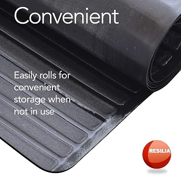 Extra Long Non-Slip Exercise Mat - 8.5 Feet, Black, Waterproof, Large Mat for Use Under Treadmill or Rowing Machine, Gym and Fitness Equipment, Dual Pad, Hard Floor, Made in The USA