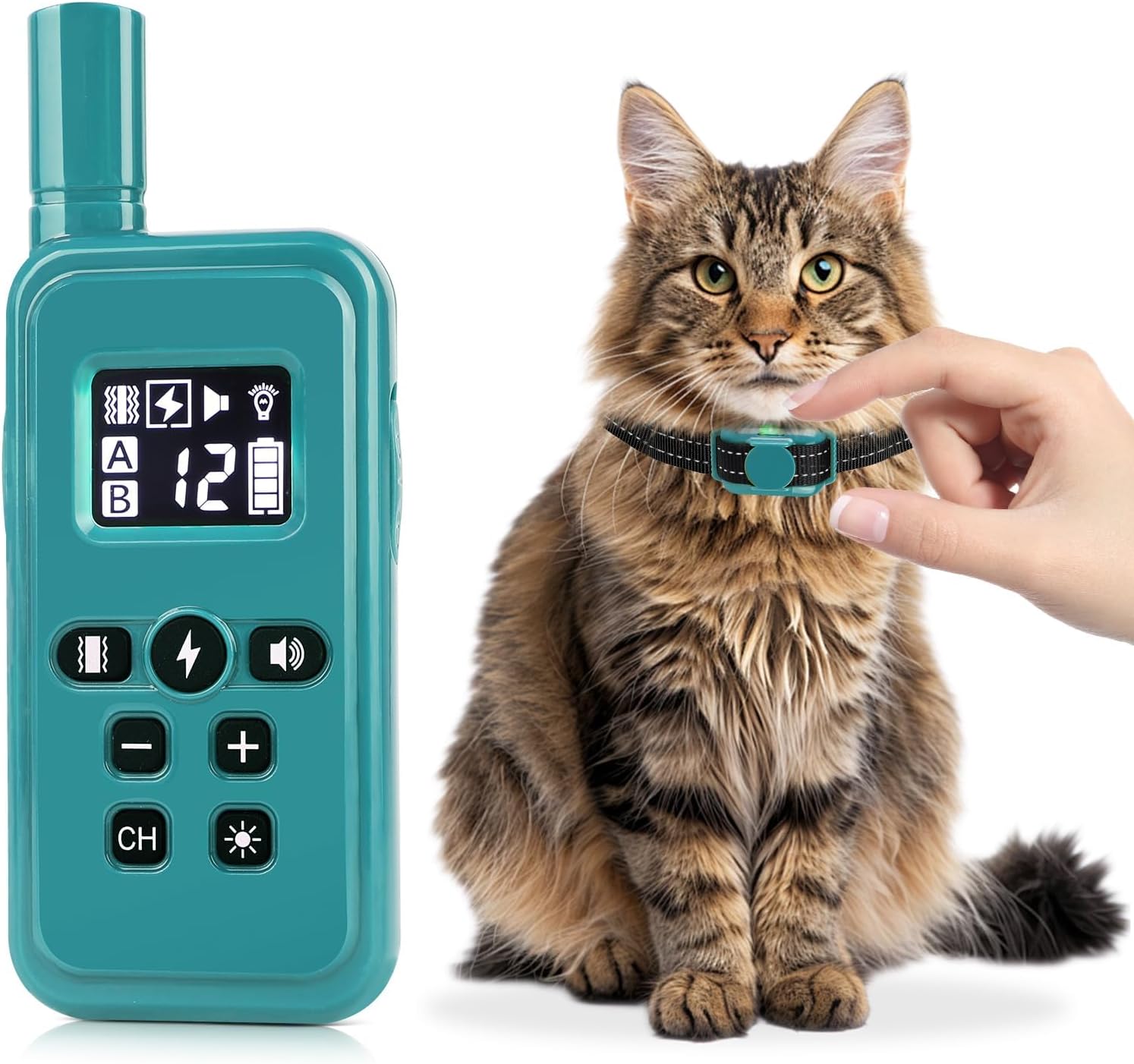 Cat Shock Collar Smallest Cat Training Collar with Remote 2000ft Range Electric Cats Bark Collar with Shock, Vibration, Beep 3 Modes to Stop Meowing, Waterproof, Rechargeable,Blue