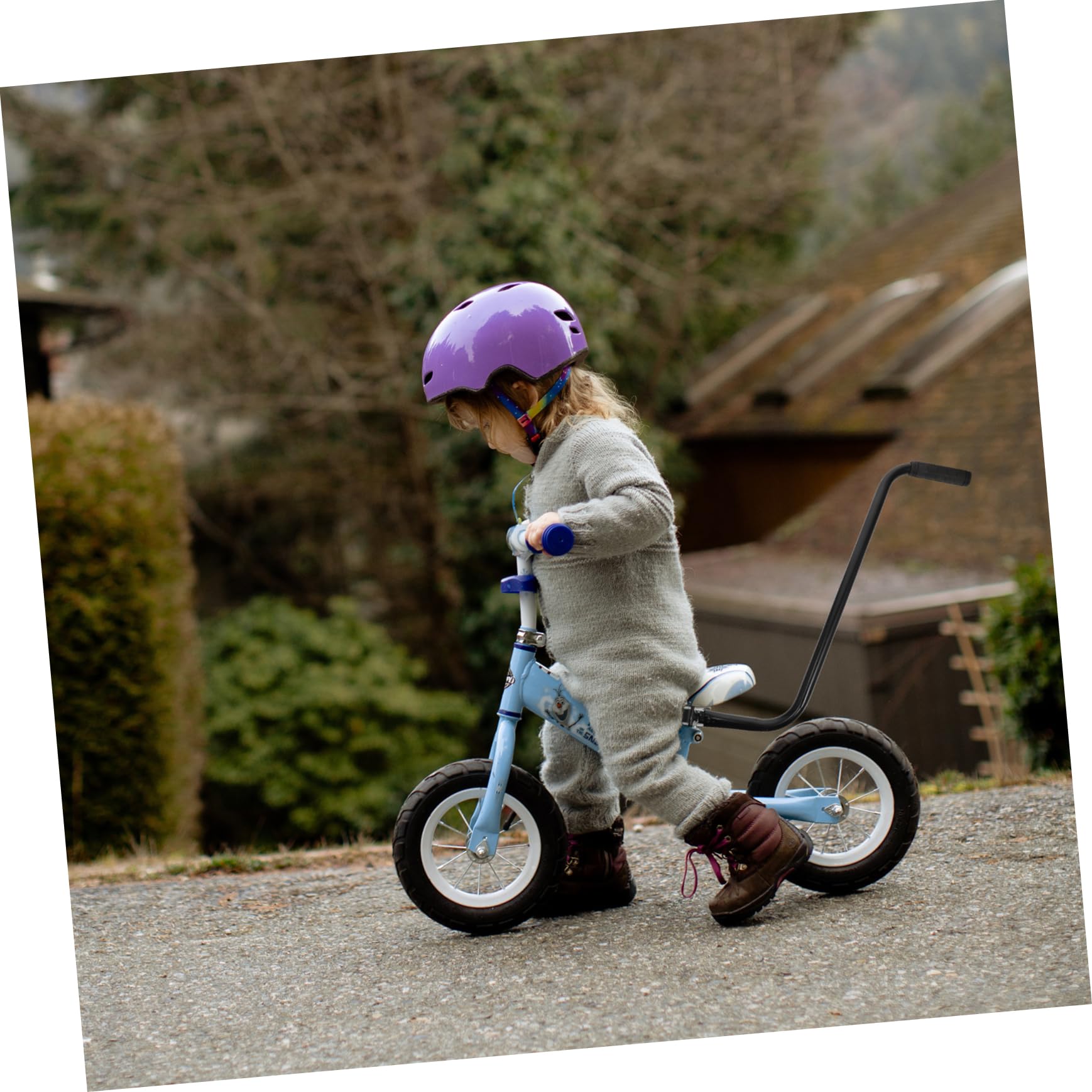 GOOHOCHY Bike Seat Handle Push Bar Balance Trainer Easy Installation for Cycling Bike Supplies for Convenient Front Mount Design