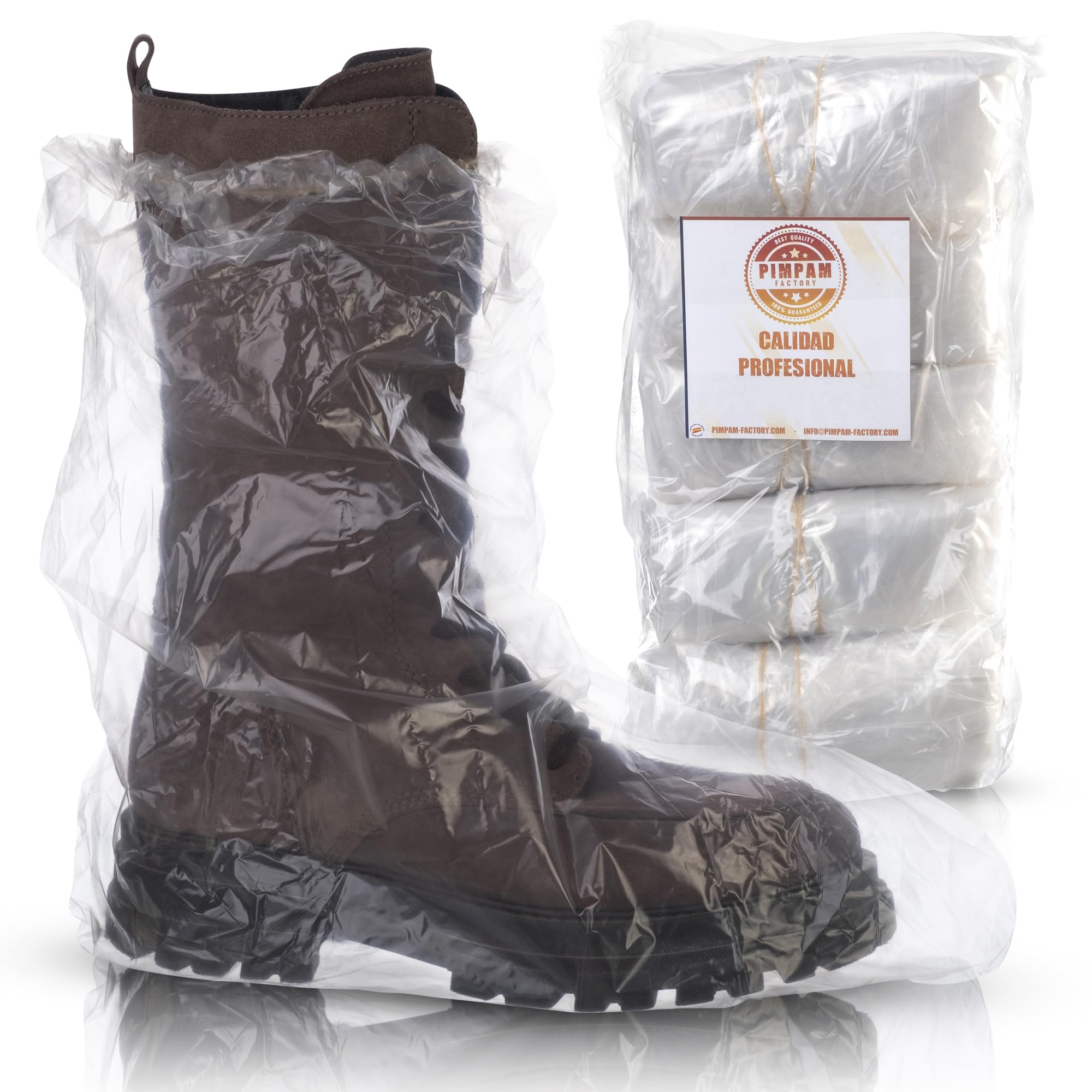 PimPam Factory Lot de 50 couvre-bottes imperméables réglables et résistants en plastique transparent pour homme et femme Certifié ISO