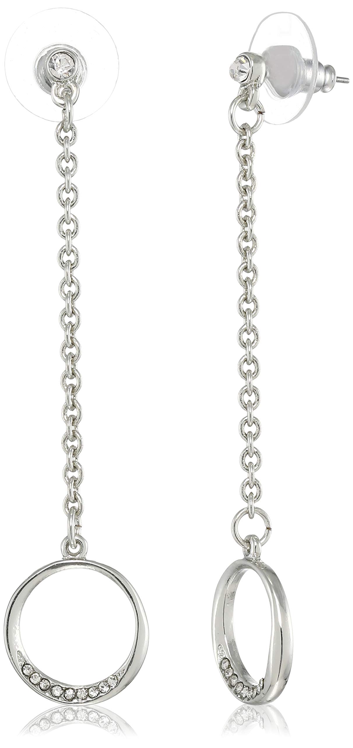 Estele Girl's Rhodium Plated Acrobat Circle Dangle Earrings