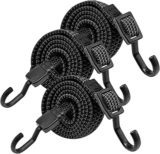 Uonlytech 3pcs Cargo Strap Black Elastic String Outdoor Camping Tent Bungee Cords Heavy Duty Outdoor Black Tarp Heavy Duty Bungee Cords with Hooks Bungee Cords Assorted Sizes Bungee Rope