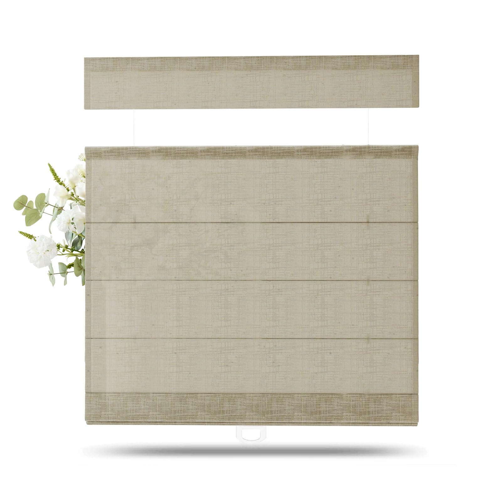 TWOPAGES Liz Linen Top Down Bottom Up Roman Shades for Windows, Taupe Grey