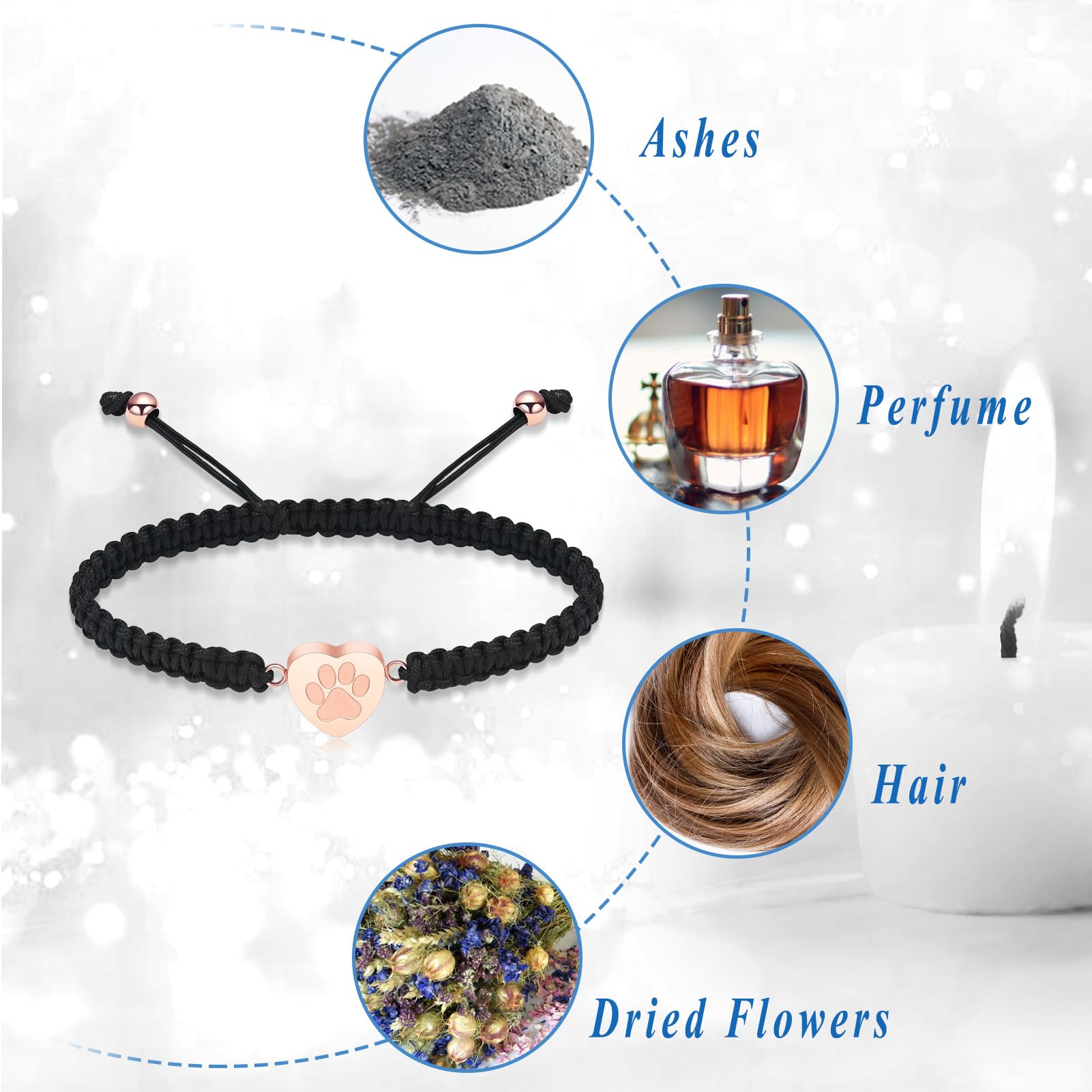 VCCWYQK Paw Print Heart Urn Bracelet for Ashes for Dog Cat Bangle Stainless Steel Memorial Keepsake Urn Jewelry for Pet Ashes - Image 3