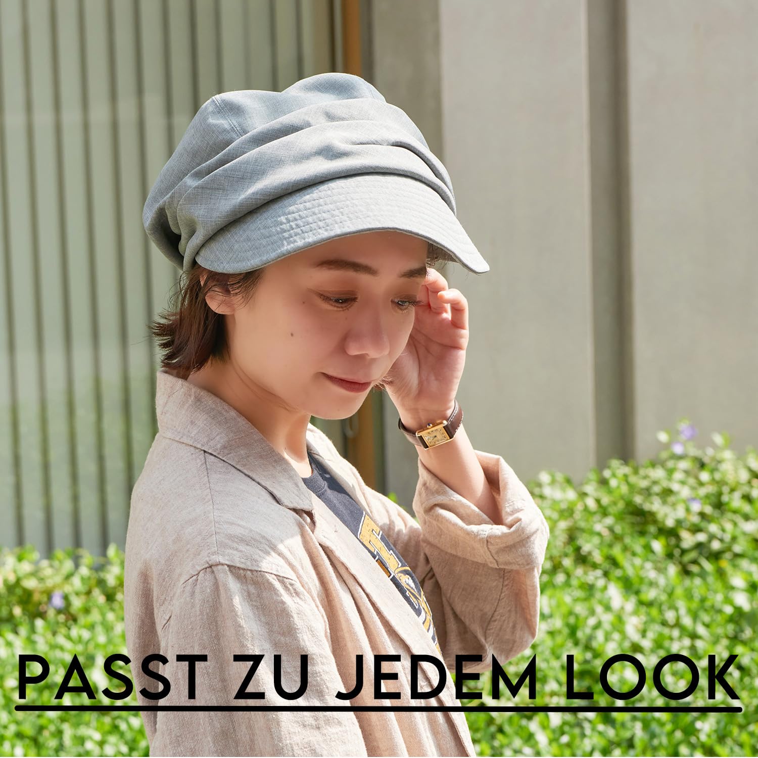 CHARM Bio-Baumwolle Sonnenhut für Frauen - Sommer Frühling Klappvisier für UV-Schutz, Chemo Empfindliche Haut