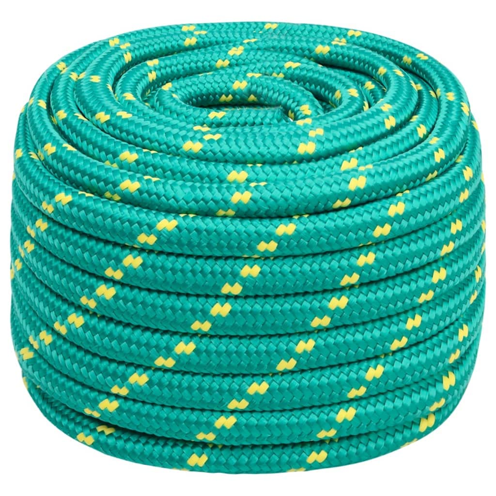 Cuerda de polipropileno verde de 20 mm y 25 m, 160 g por m, 2400 kg de resistencia a la rotura, resistente a la intemperie para vela, amarre, camping, exterior, jardín y taller