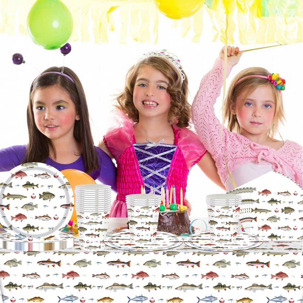 Angel Party Geschirr Set 71-teilig - Angeln Thema Geburtstagsdekoration Für 10 Personen