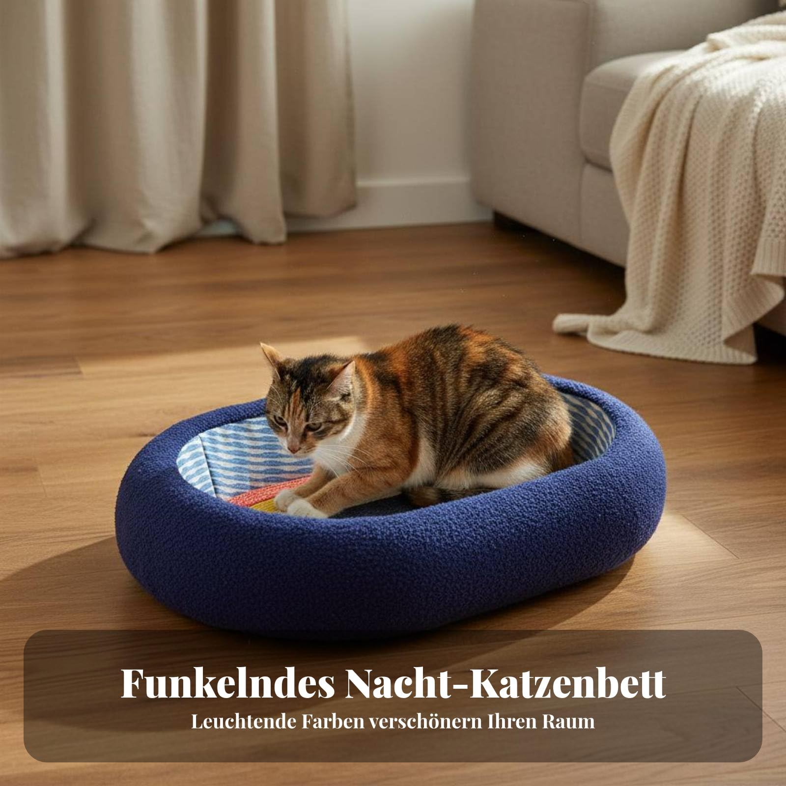 Kratzbrett für Katzen Schnurrnest Sisal Kratzfläche Spielwiese mit Ballspielzeug Stabile Schlafmulde Zum Verweilen Und Kratzen für Wohnambiente Entspannung, Sternenhimmel Oval
