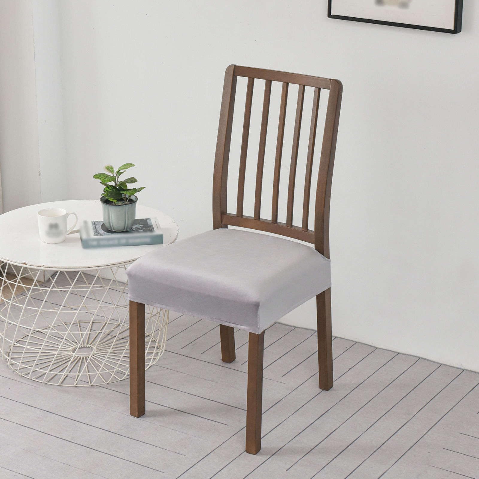 Terciopelo Fundas de Asiento para Silla Pack 4 | Funda Asiento Silla Extraíbles y Lavables Elásticas Fundas sillas Comedor Antideslizante Felpa Para Cocina banquete