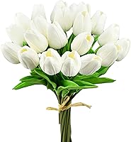 Vista 34 de Mandy's - 20 flores negras artificiales de tulipán de seda falsas de 13.5 pulgadas para Año Nuevo, primavera, Día de la Madre, Pascua, Día de San