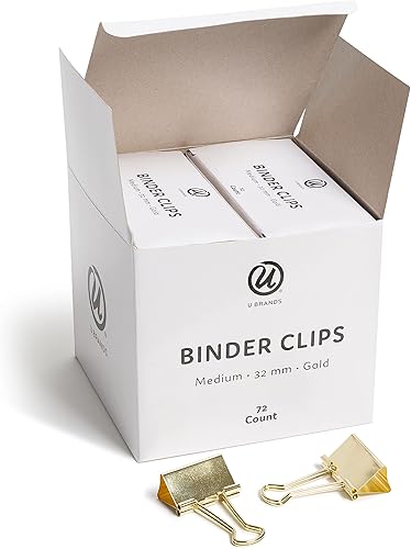 Miniatura 3 de U Brands Clips para carpeta, mediano (1.260 in), dorado, 72 unidades