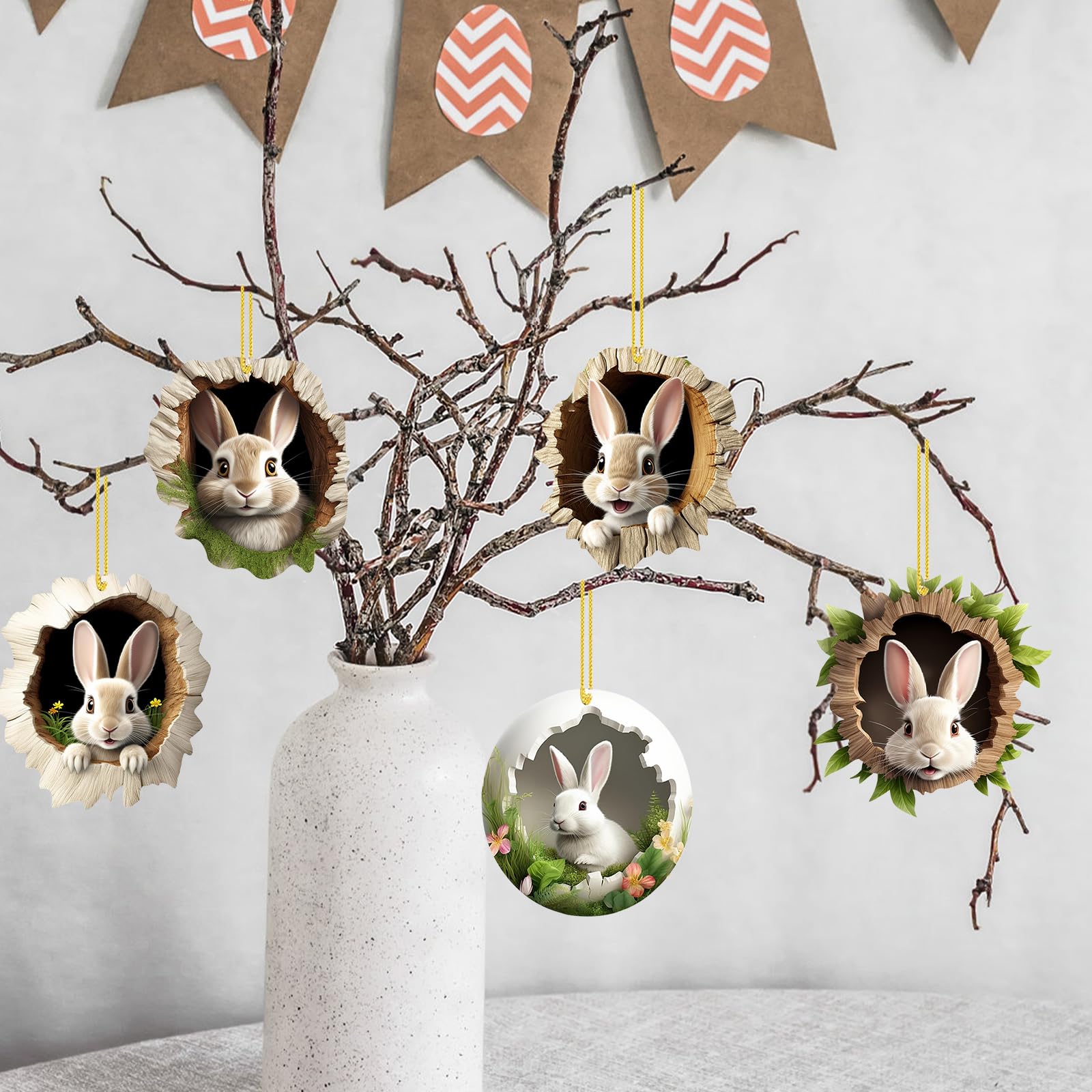 Décoration de fesses de lapin de voleur de pâques pendentif rond