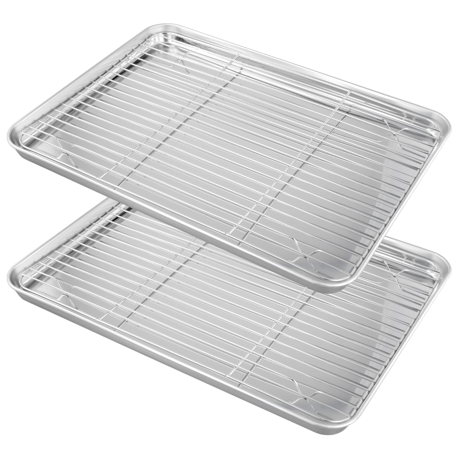 Plats à four inox rectangulaires et grilles pour pâtisserie et cuisine