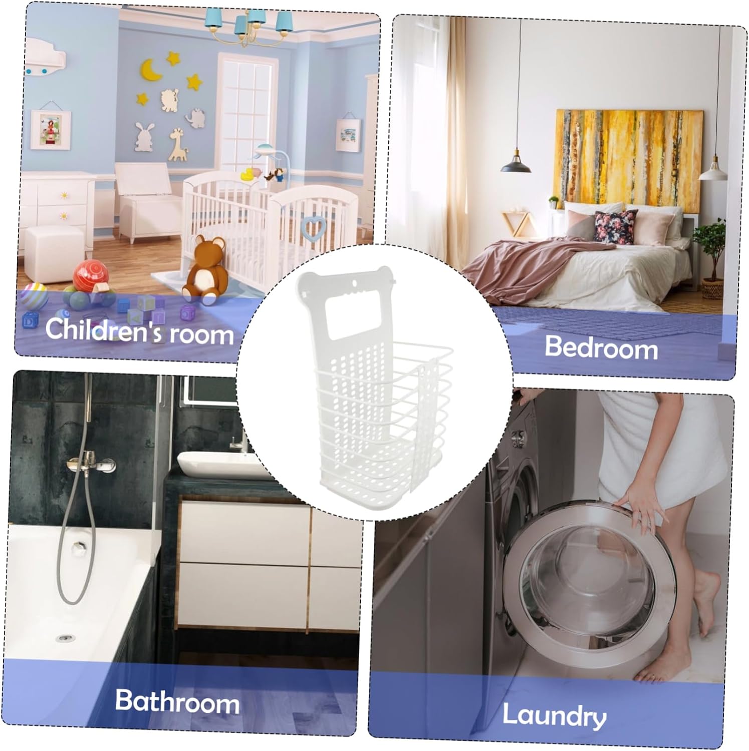 Kichvoe Foldable Wall Mounted Laundry Basket Nail Hanging Clothes Storage Holder for Bathroom Bedroom Dorms Practical Dirty Clothes Organizer for Apartments and Campers