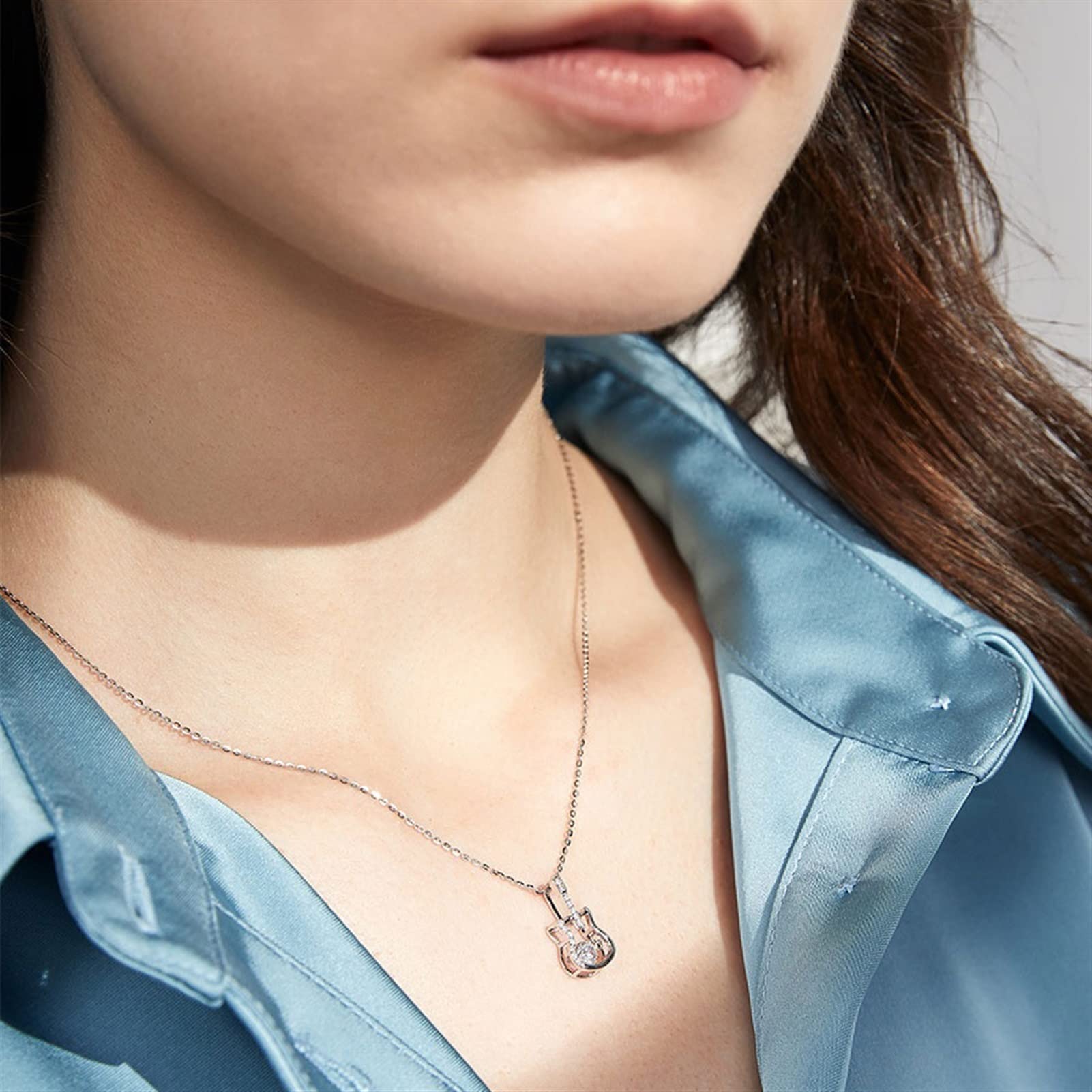 CLoxks Collane 925 Collana for chitarra d'argento Fashioni uniche Clavicle Chain Women's Neckace Gifts for Best Friend Collana da donna
