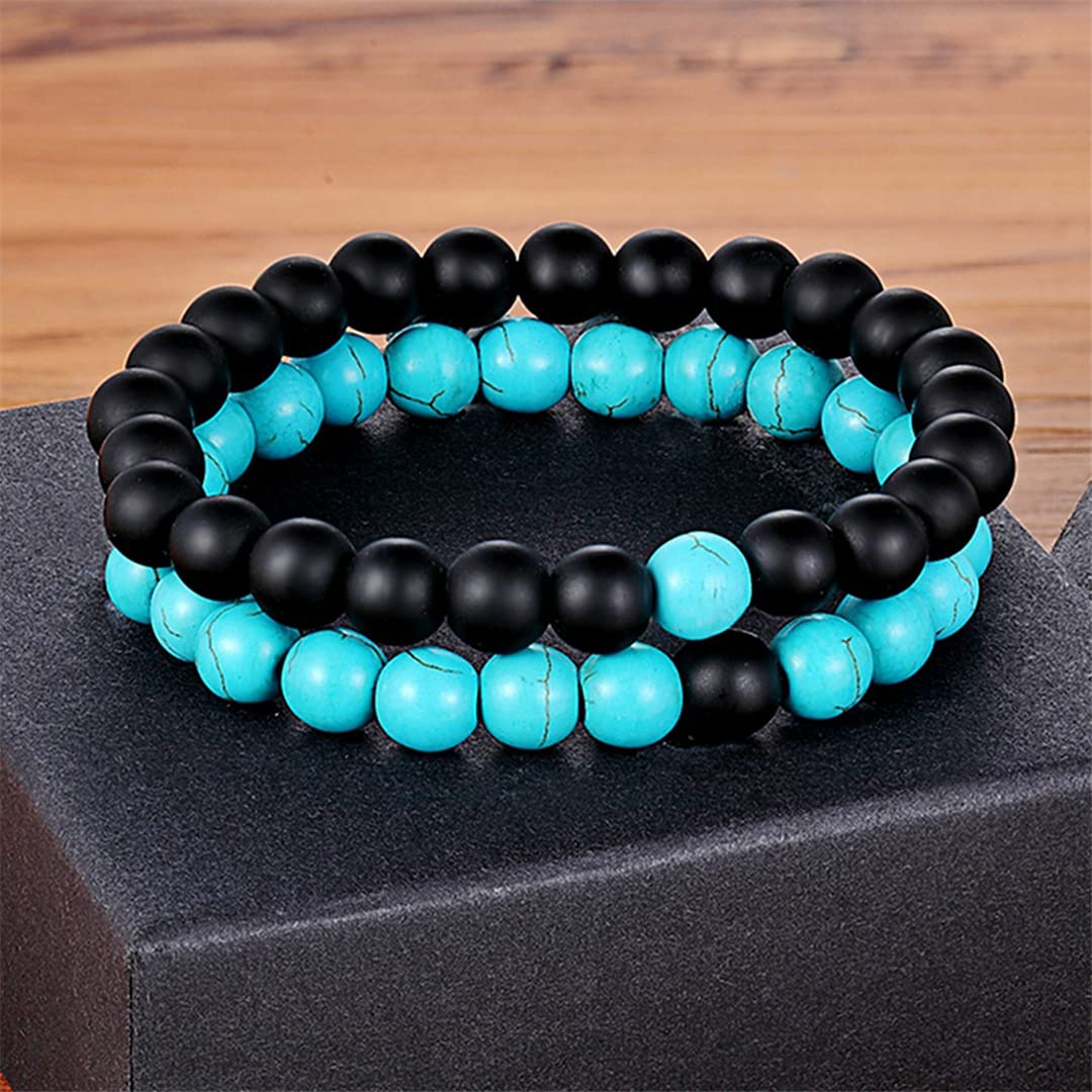 YDYDTTKD 2/3Pcs Set Naturstein Perlen Männer Armband Multilayer AY Onyx Perlen Charme Punk Armband Armreifen Frauen Schmuck Paare Geschenk 72