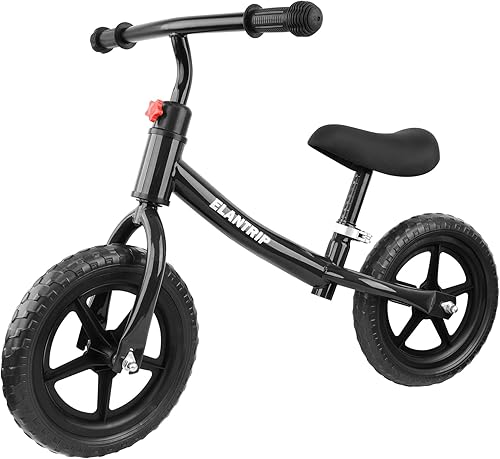 Elantrip Bicicleta de equilibrio, bicicleta negra ligera para niños de 1 a 3 años, juguetes de regalo de cumpleaños para niños y niñas de 1 a 3