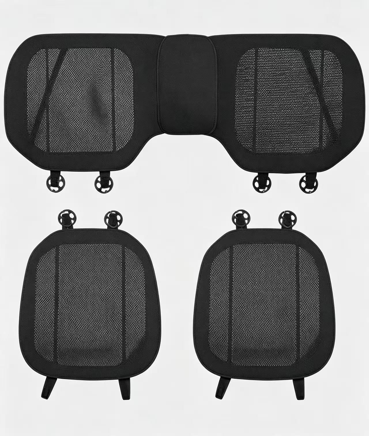 ONEMAJI 3 Pcs Front and Rear Car Seat Cushion Cover Set for Skoda KAMIQ | oberer Ladeboden | 2019-2025, Car Breathable Seat Pad Seat Protector, Summer Waterproof Seat Covers, black
