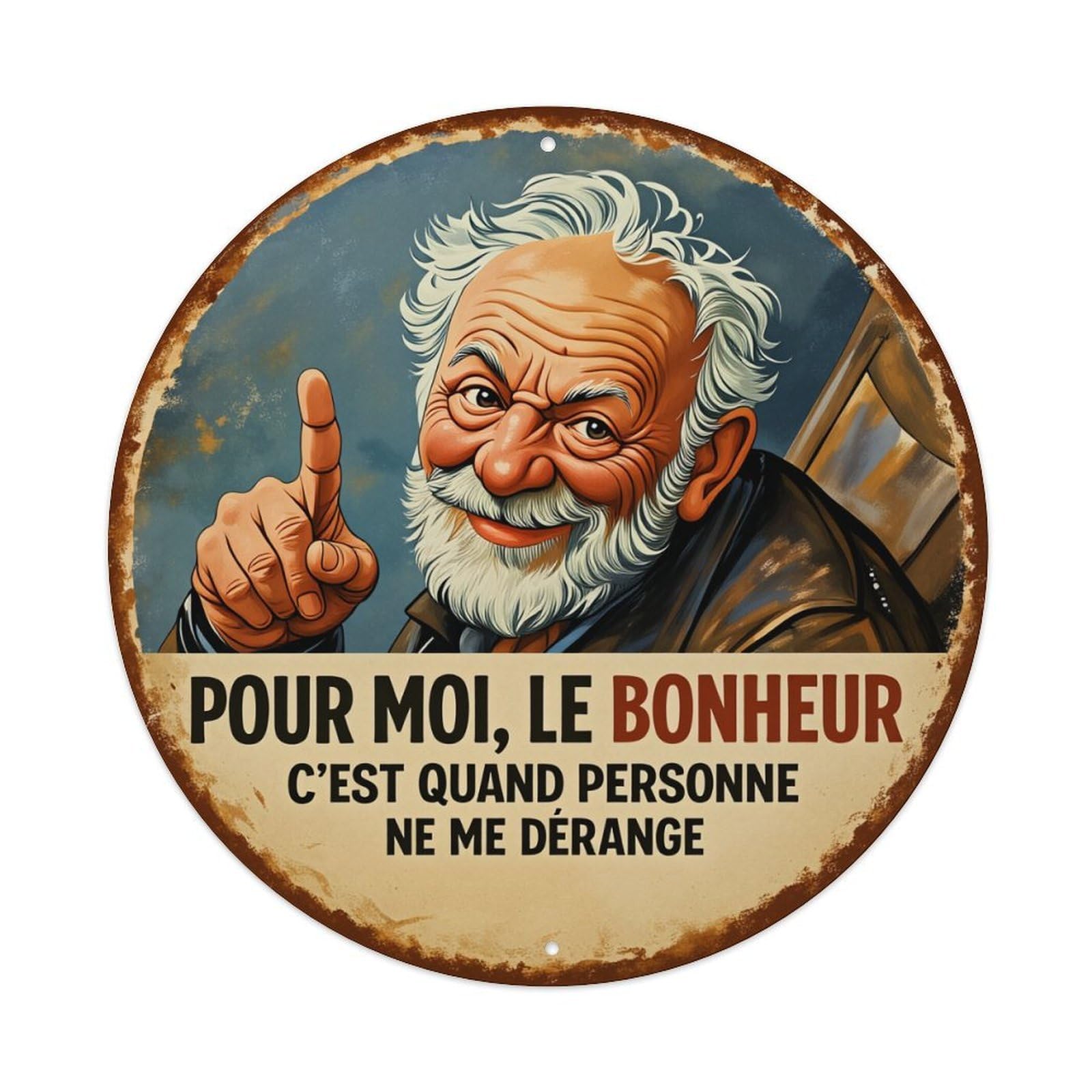 Jdfenggu Vintage Old Man Pointing Finger Happiness When No One Disturbs Retro Metal Tin Sign, Metal Poster For Bar, Home, Man Cave, Kitchen, Laundry Room Art Decor 8X8 Inch