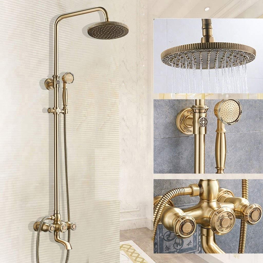 CWCQGH Retro Shower System Faucet Shower Faucets - Antique - Rain Shower Rod Hand Shower Included/Rain Shower - Shower Set Brass