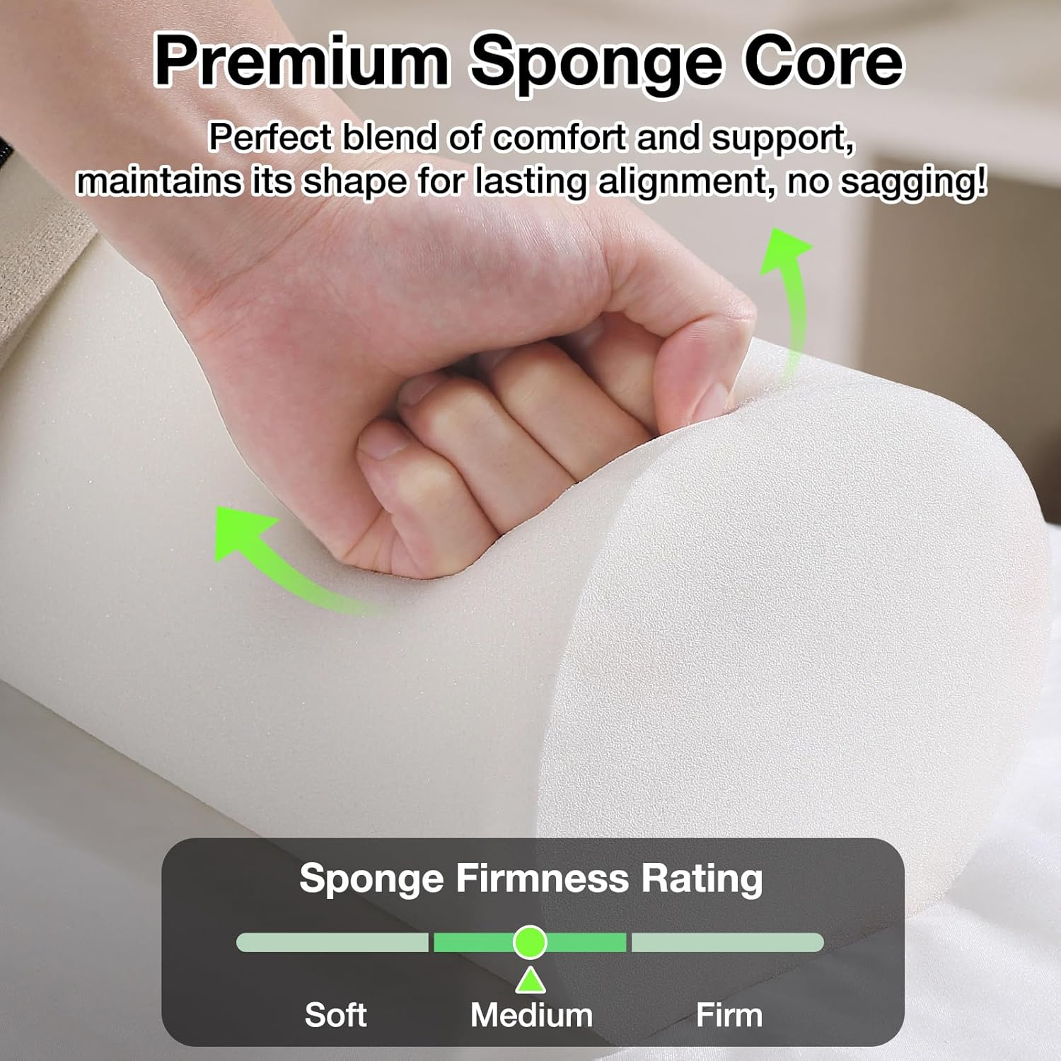 Noverlife Full Round Bolster Pillow for Legs, 26 x 6 inch PU Leather Bolster for Massage Table with Strap Handle Under Knee Pillow, Under Back Ankles Pain Relief Massage Table Bolster for Yoga & Spa