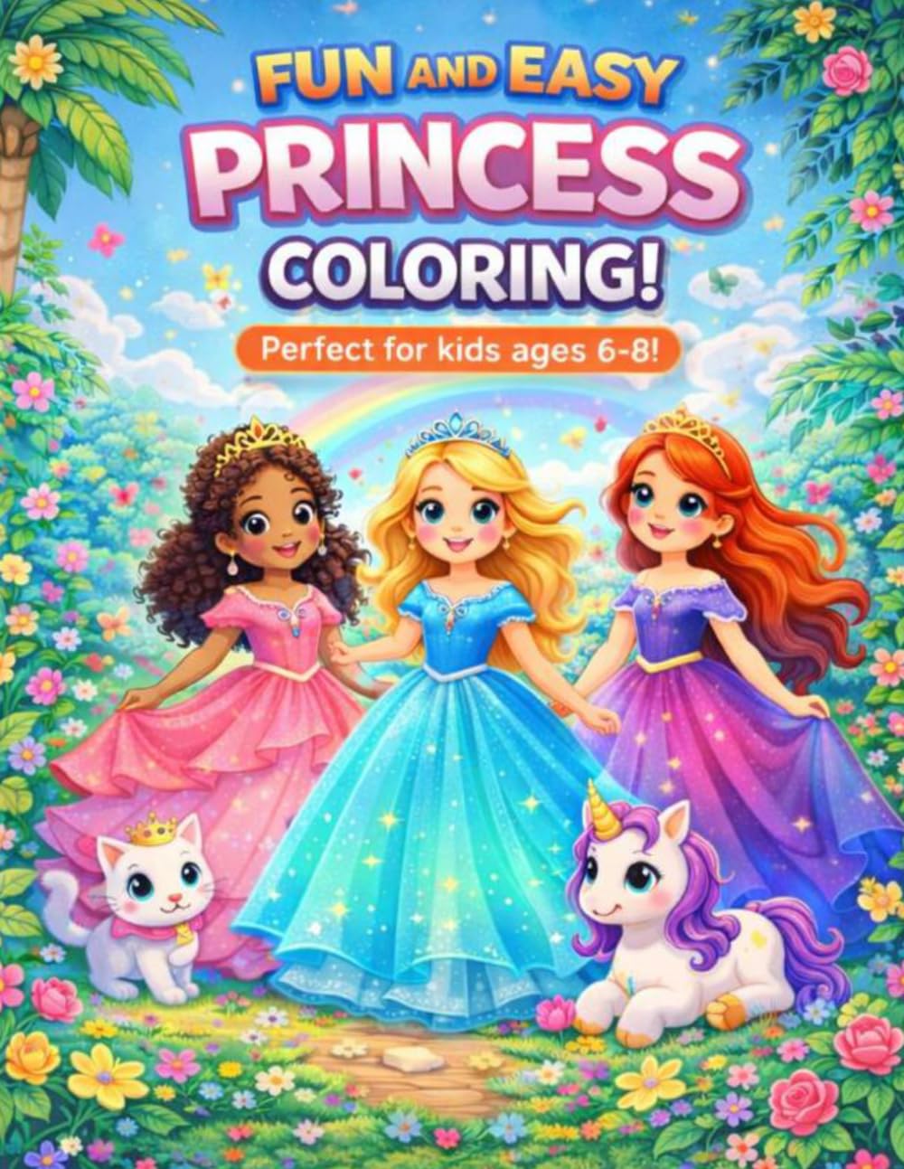 Princess Coloring Book for Kids: Cute Princesses, castles, dresses and magical scenes for girs Ages 6 - 8