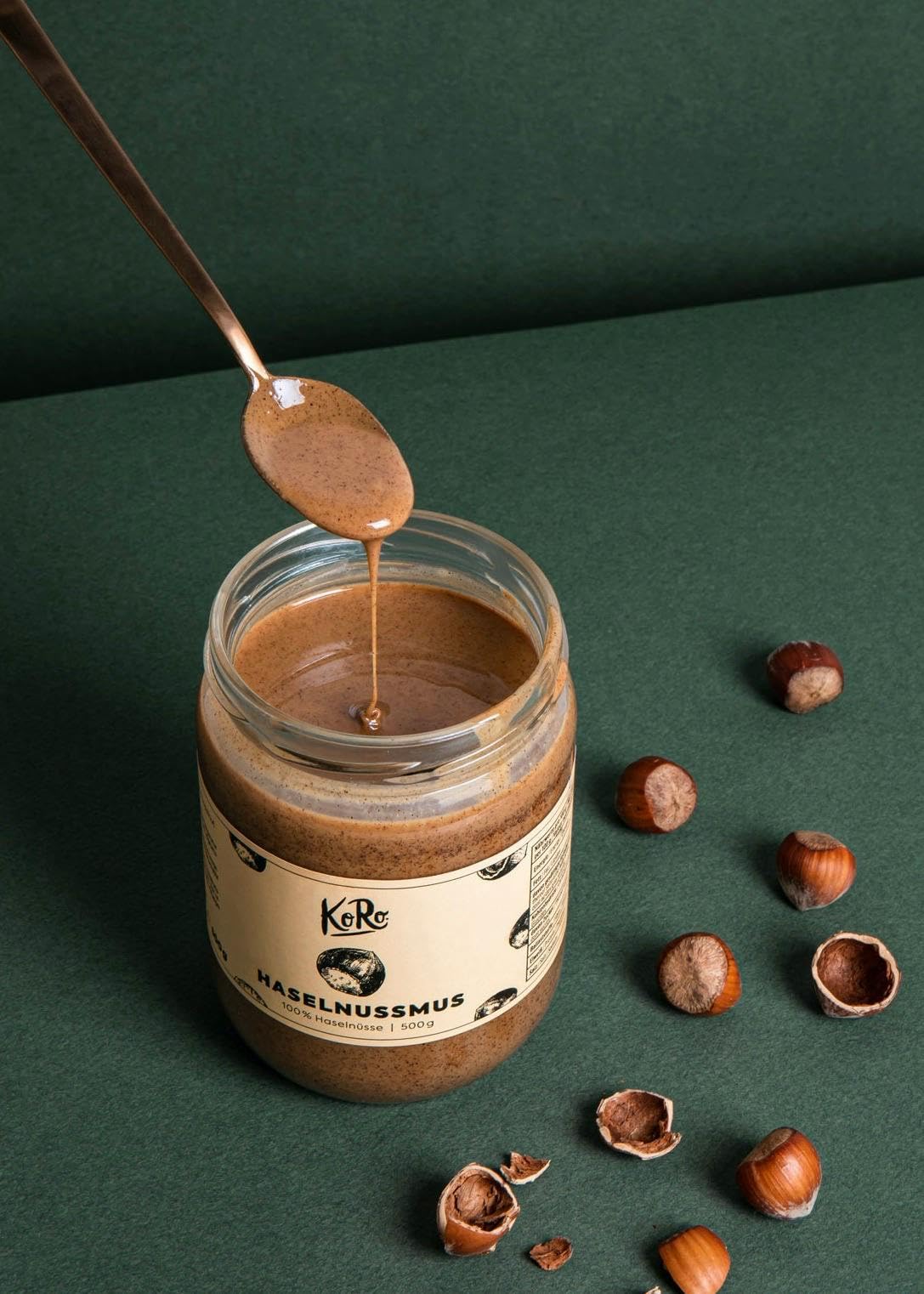 KoRo - Crema di nocciole 2 x 500 g - 100% nocciole - senza zuccheri - vegan - per dolci e gelati - senza olio di palma