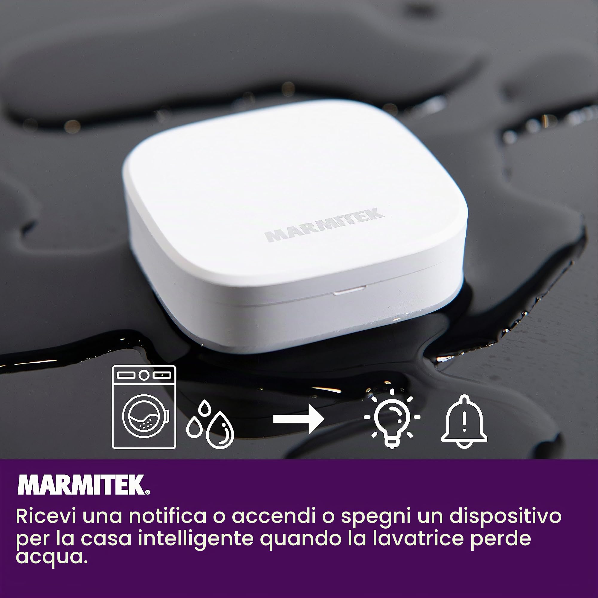 Sensore Perdite d'Acqua Zigbee - Marmitek Sense MA - Sensore - Wireless Flood Sensor - Rilevatore perdite d'acqua - Zigbee 3.0 - Water Leak Detector - Water Level Sensor - Rilevatore Allagamenti