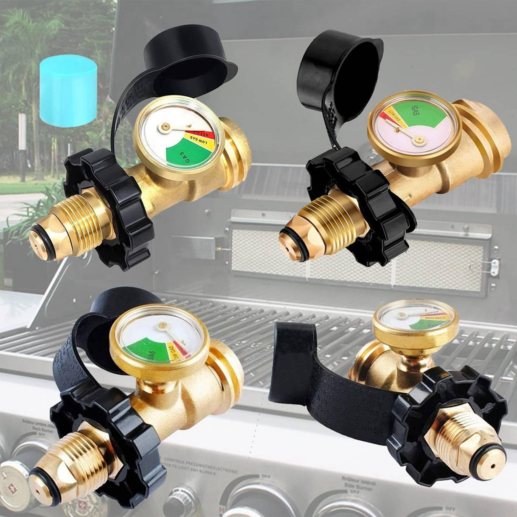 3 x uniwersalny adapter do zbiornika na propan, z manometrem, przekształca QCC1/typ 1, wskaźnik poziomu napełnienia zbiornika na propan, do kampera, cylindra