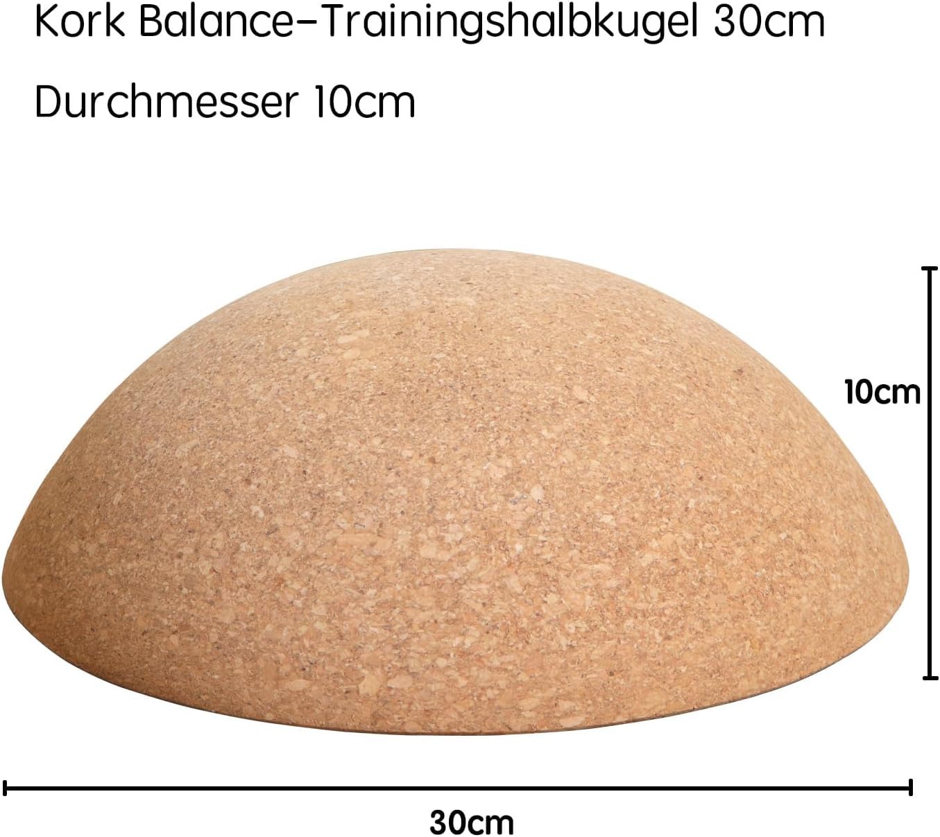 Bola de entrenamiento de corcho, 30 cm de diámetro, 10 cm de altura, diseño antideslizante para tabla de equilibrio/rehabilitación, fitness, yoga, pilates, material natural, ecológico