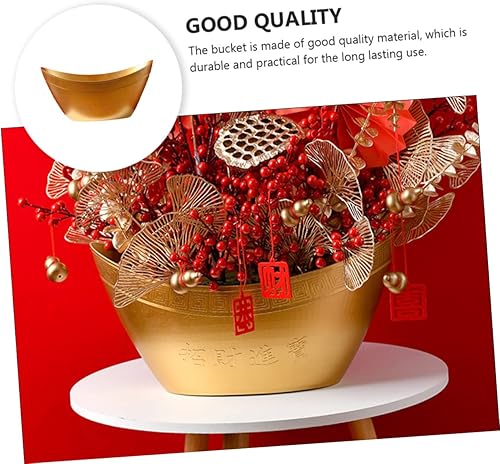 Miniatura 6 de SOESFOUFU Caja de plástico Yuan Bao Fu Cask Cesta de frutas de plástico para centro de mesa, bandeja de servir aperitivos, decoración de lingote de