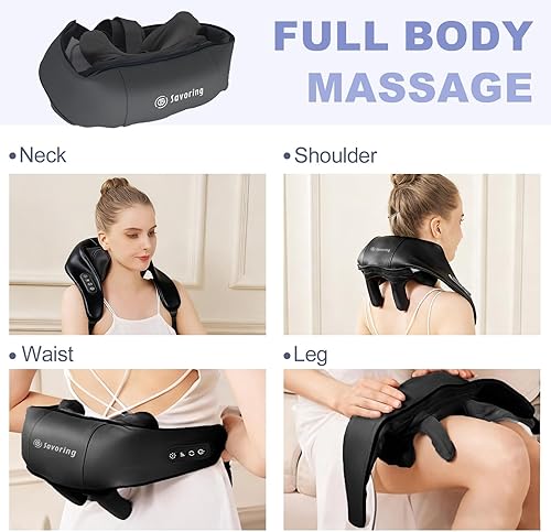 Miniatura 5 de Masajeador inalámbrico de cuello y hombros con calor, amasado eléctrico de tejido profundo para dolor de espalda, almohada de masaje shiatsu manos