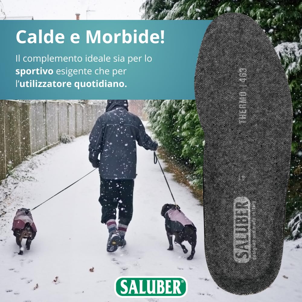 Solette Saluber Active Thermo 463, Pura Lana Vergine con membrana Isolante, Tecnologia Poron+ Ammortizzante, Solette Termiche ad Azione Defaticante, Uomo e Donna, Assorbono Shock (43)