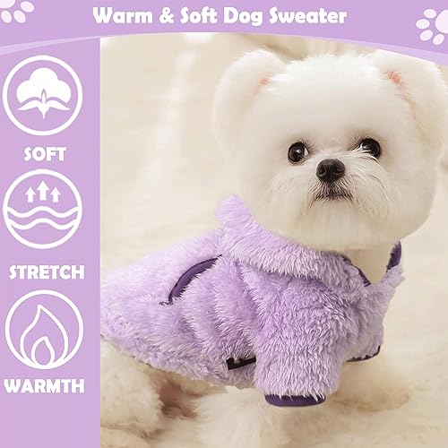 Miniatura 3 de XXS - Suéter de invierno para perros pequeños y niñas, sudadera con capucha de forro polar para perros pequeños, suéteres cálidos para cachorros