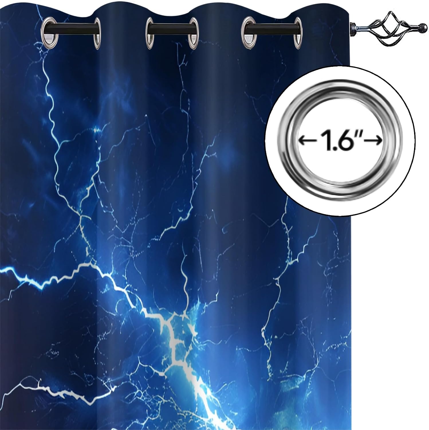 Lightning Bolt Window Treatments 106 inch Length, Ice and Fire Blackout Curtains for Bedroom, Fantasy Drapes 2 Panels Set, Grommet Thermal Curtains for Kitchen, Lightning Home Decor