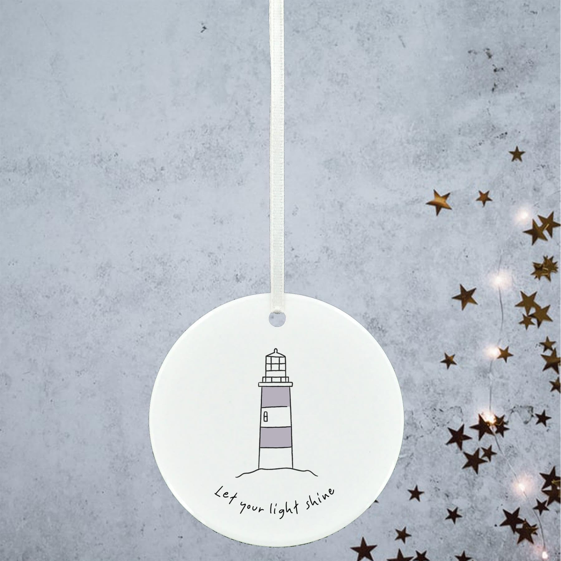 Global Designs LET YOUR LIGHT SHINE SENTIMENTAL GIFT IDEA CERAMIC CIRCLE HANGING DECORATION