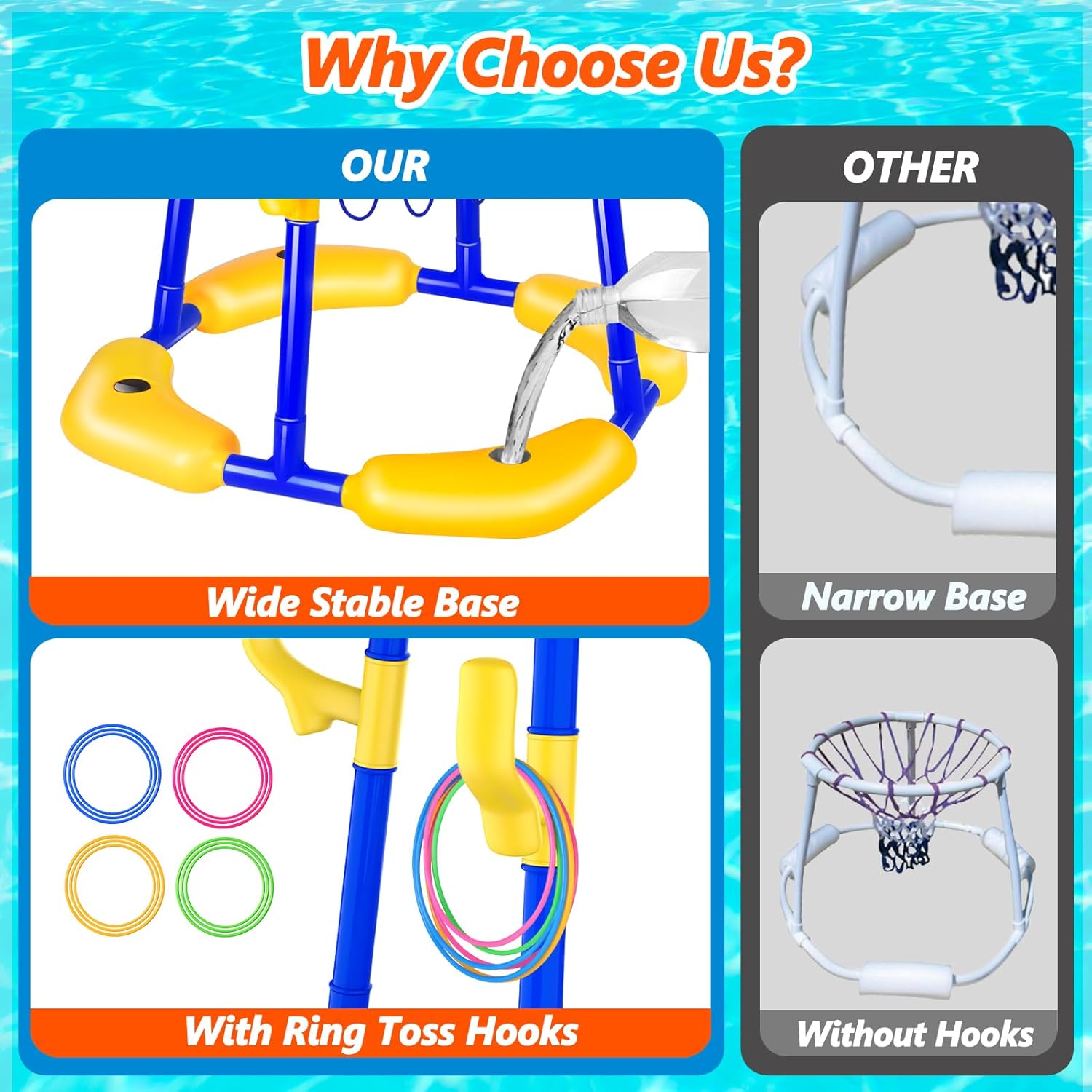 Floating Pool Basketball Hoop, Basketball Pool Toys for Kids