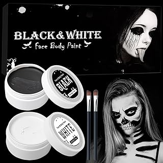 Halloween Face Make-Up, Black and White, Halloween Special Effect Make Up Set, Halloween Vampire Zombie Skeleton Clown Mak...
