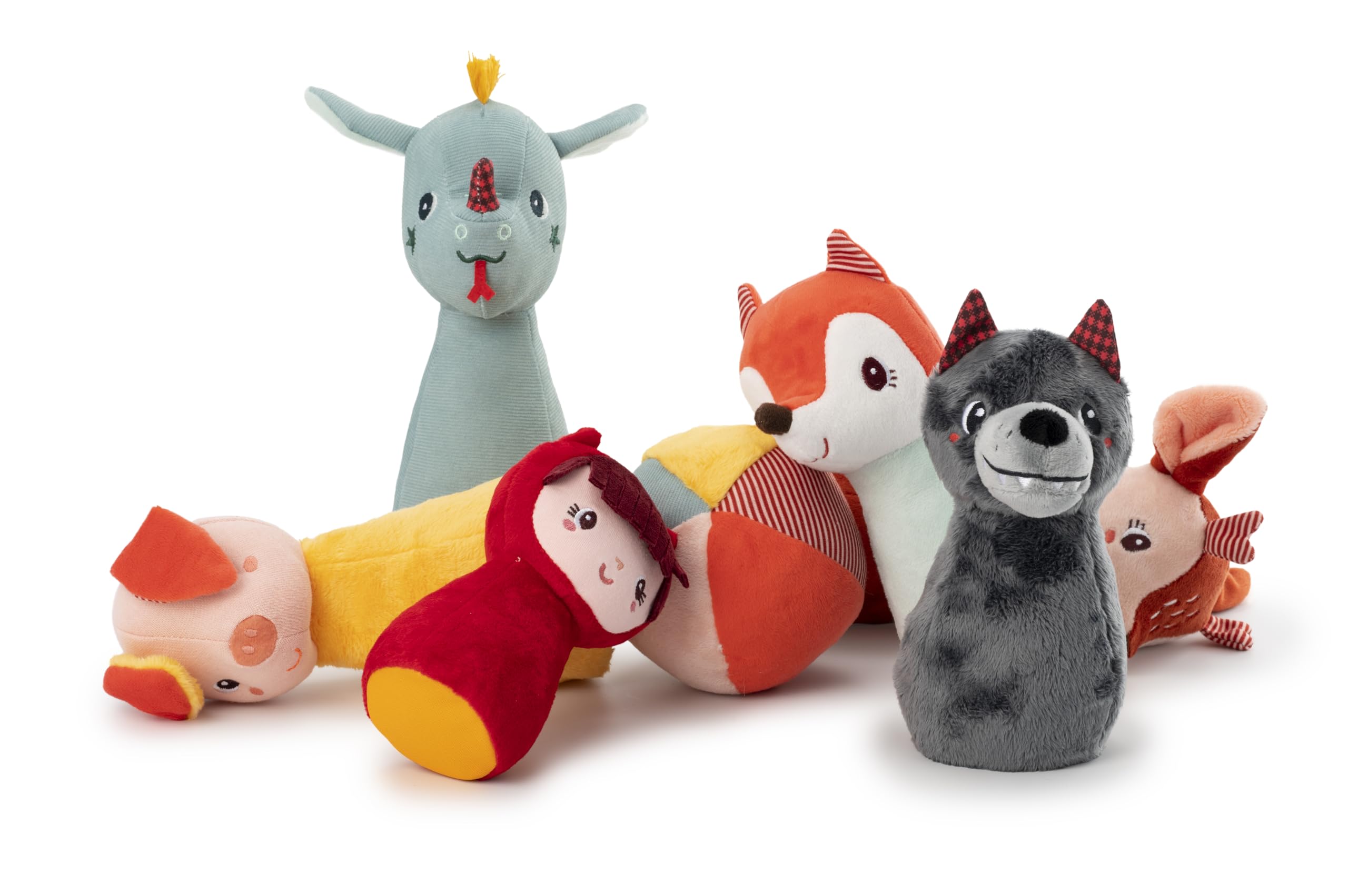 LILLIPUTIENS - Jeu de quilles bébé en Tissu - 6 quilles rigolotes et Balle sonore - Set Bowling Enfant - Idéal pour développer la motricité des Tout-Petits - Dès 18 Mois - 83465