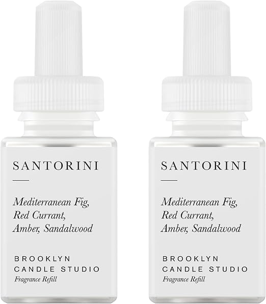 Pura & Brooklyn Candle Studio Home Scent Refill - Smart Air Diffuser - Up to 120-Hours of Luxury Fragrance per Refill - Home Essential - Clean & Safe Diffuser Fragrance - 2 Pack, Santorini