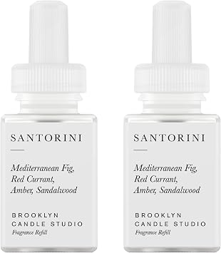 Pura & Brooklyn Candle Studio Home Scent Refill - Smart Air Diffuser - Up to 120-Hours of Luxury Fragrance per Refill - Home Essential - Clean & Safe Diffuser Fragrance - 2 Pack, Santorini