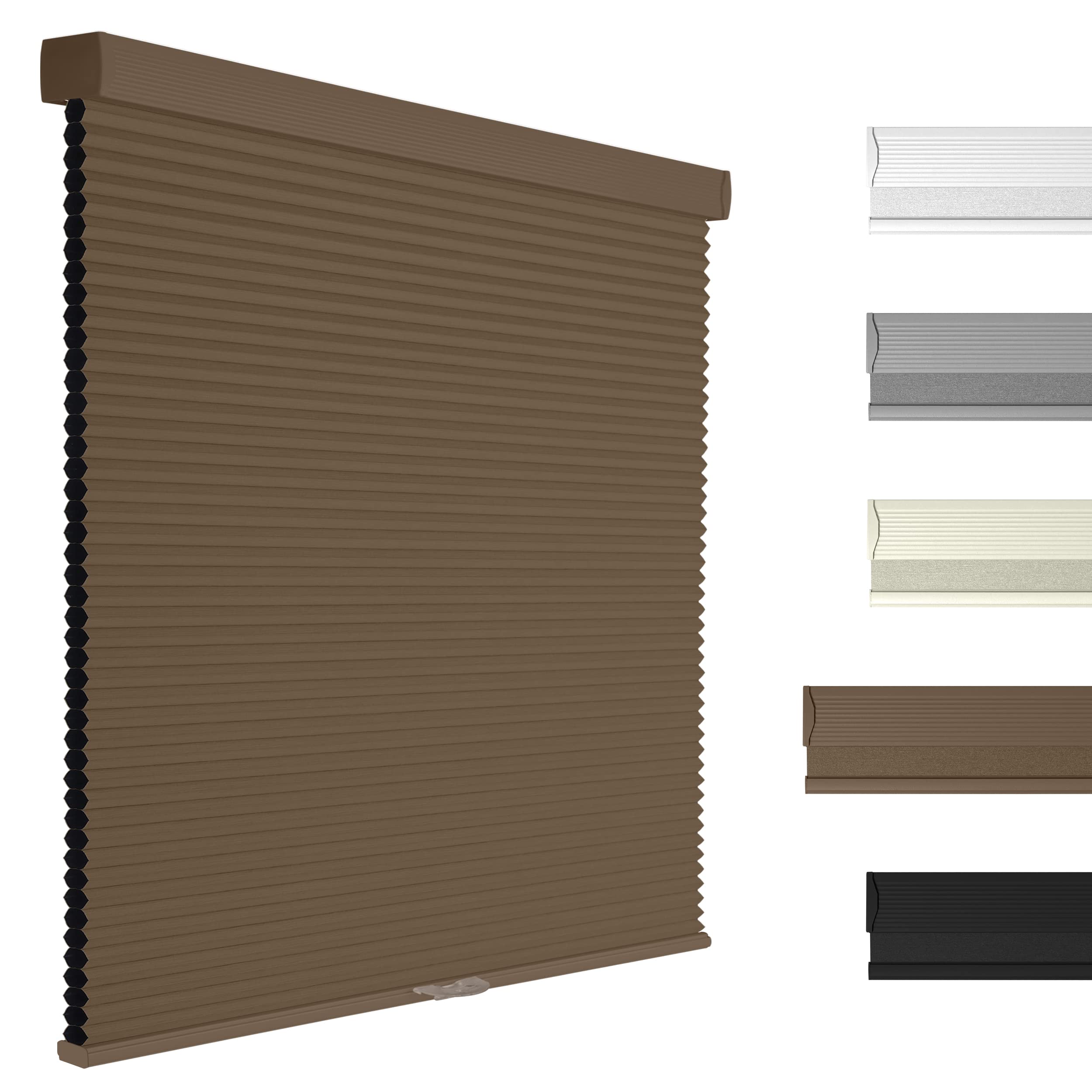 Boolegon Blackout Cellular Shades Cordless Pull Down Cellular Blinds Thermal Insulated Honeycomb Blinds for Windows, Dark Brown